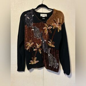 Victoria Harbour | Women's Black and Brown Sweater | Size Medium